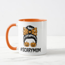 Taza Mamá Asustadora de Halloween con Moño Desordenado