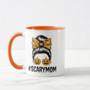 Taza Mamá Asustadora de Halloween con Moño Desordenado