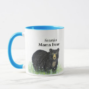 Taza ~ Mama Bear ~ Black Bear blue trim Mug