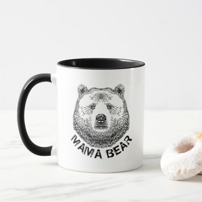 Taza Mama Bear, Ilustracion de mano dibujada (Con donut)