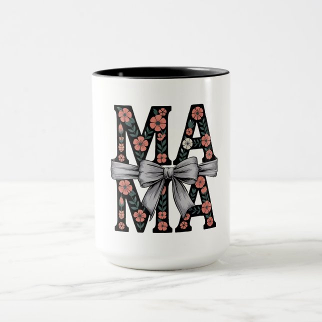 Taza MAMA Bow floral lindo día de la madre (Centro)