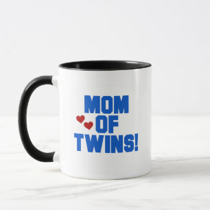 Taza Mamá de camisetas de texto y regalos gemelos-azule