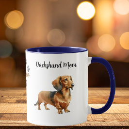 Taza Mamá de Dachshund Mascota Huellas de Pata Marrón P
