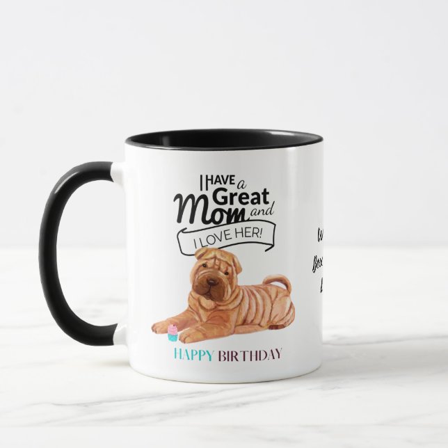 Taza MAMÁ DE MEJOR PERRO DE SHAR PEI personalizado del  (Izquierda)