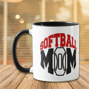 Taza Mamá del Softball rojo personalizada