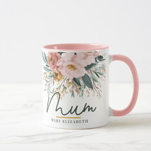 Taza Mamá elegante de escritura floral acuarela moderna (Derecha)