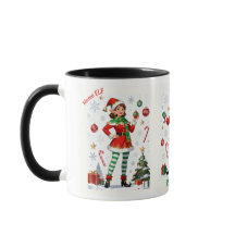 Taza Mama Elf – Taza de café navideña festiva y li