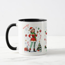 Taza Mama Elf – Taza de café navideña festiva y li
