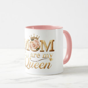 Taza Mamá Eres Mi Reina Tipografía Dorada Diseño   Luxu