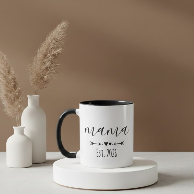 Taza Mama Est. 2026 Mom To Be Minimalist Personalized  (Subido por el creador)