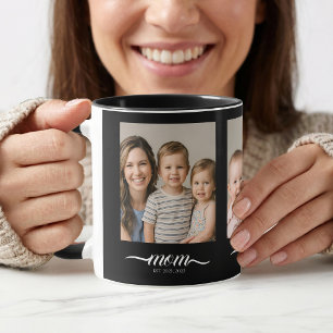 Taza Mamá Establecida Letra Negra 3 Colage de Fotos