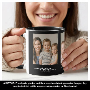 Taza Mamá Establecida Letra Negra 3 Colage de Fotos
