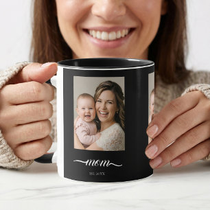 Taza Mamá Estableció Foto Personalizada Año Negro