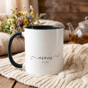 Taza Mamá Estableció Letra CPersonalizada Año Madre