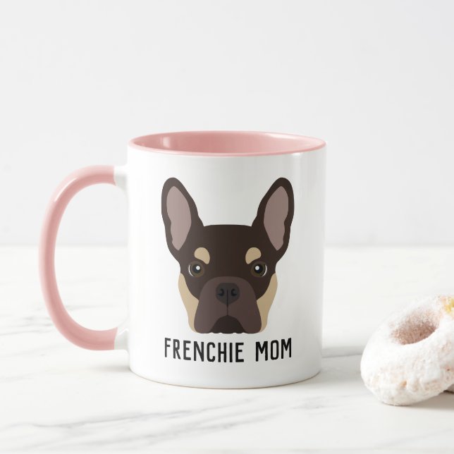 Taza Mamá francesa Brown y Bulldog francés Tan (Con donut)