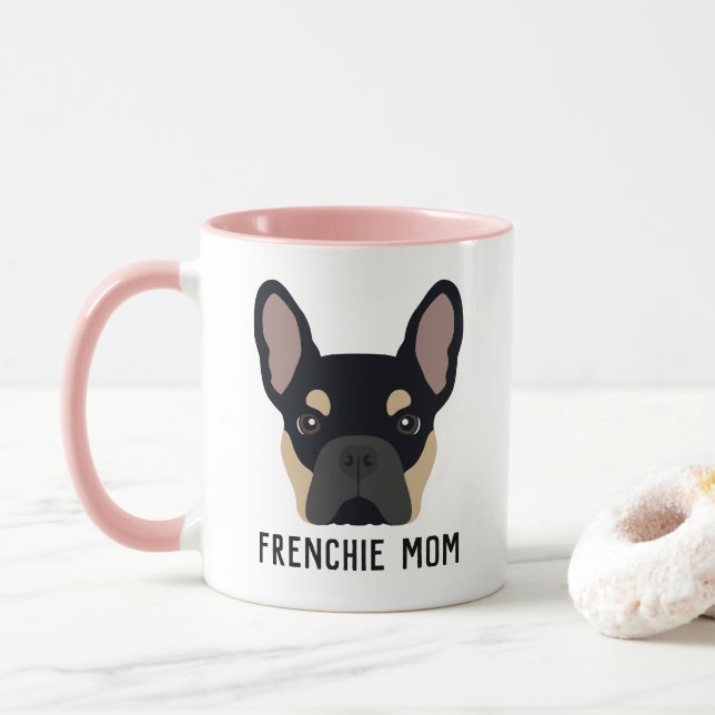 Taza Mamá francesa negra y Bulldog francés tan grande (Con donut)