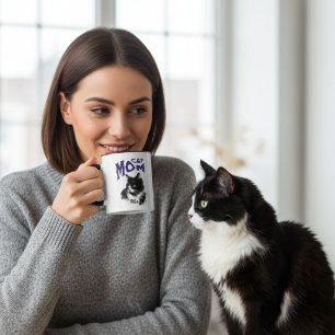Taza Mamá Gata Azul y Negra Lindo Personaliza