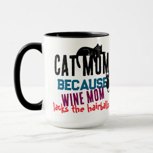 Taza Mamá Gata vs Mamá Vino Cita Divertida para Amantes