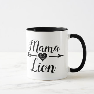 Taza Mama Leon Arrow con el corazón, negro