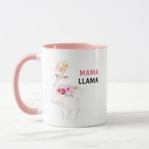Mama Llama Funny Bonito Floral Rosa Llama
