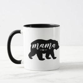 Taza Mamá negra y blanca Bear Established Year de la