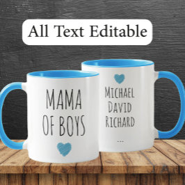 Taza Mama of Boys Custom Names - Heartfelt Gift for Mom