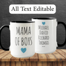 Taza Mama of Boys Custom Names - Heartfelt Gift for Mom