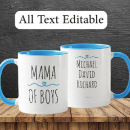 Taza Mama of Boys Custom Names - Heartfelt Gift for Mom