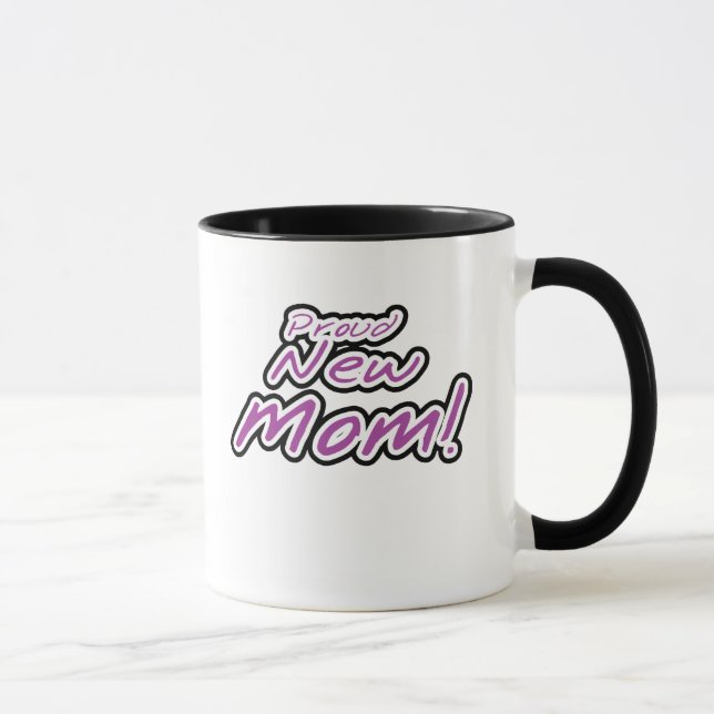 Taza Mamá orgullosa del texto púrpura/negro nueva (Derecha)