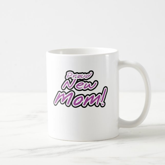 Taza Mamá orgullosa del texto púrpura/negro nueva (Derecha)
