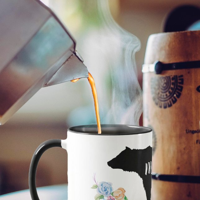Taza Mamá Osa con Flores y Nombre (Subido por el creador)