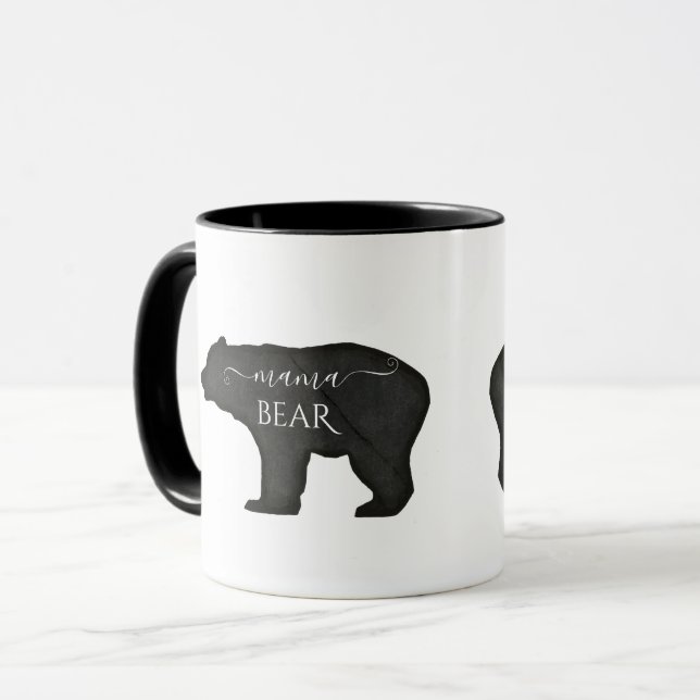Taza Mamá oso Día de la Madre negro y blanco ruso moder (Anverso izquierdo)