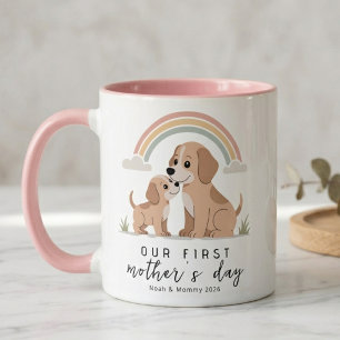 Taza Mamá Perro Cachorro Primer Día de la Madre Arte Su