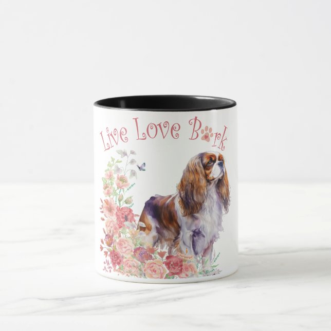 Taza Mamá Perro Cavalier King Charles Spaniel Floral (Centro)