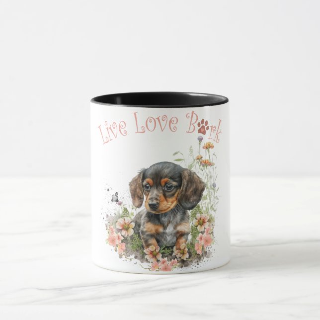 Taza Mamá Perro Dachshund Floral (Centro)