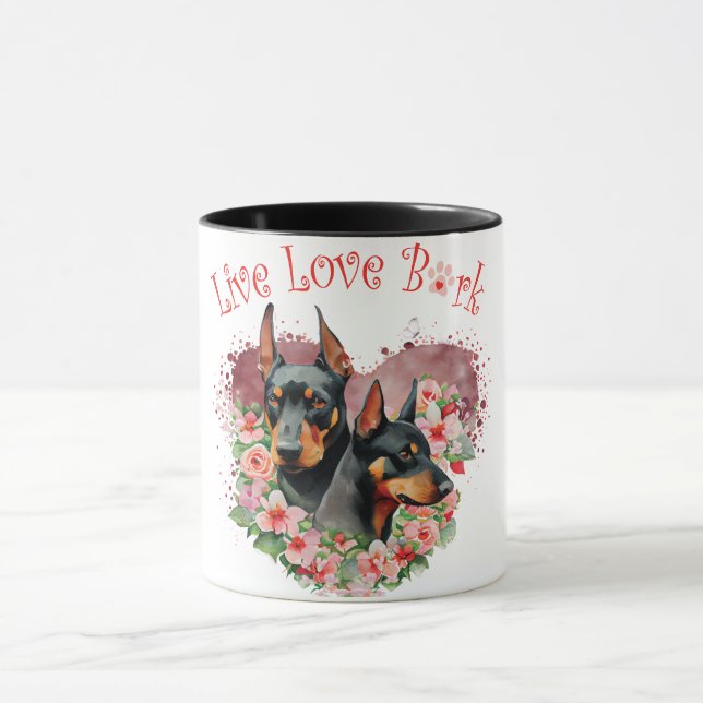 Taza Mamá Perro Doberman Floral (Centro)