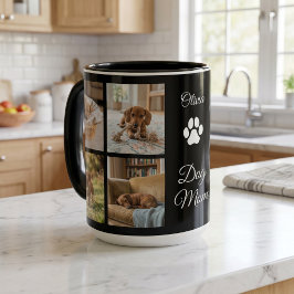 Taza Mamá Perro Negro Huella de Pata 8 Fotos Personaliz
