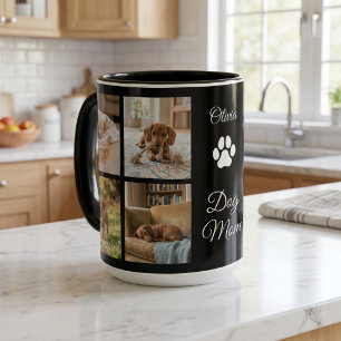 Taza Mamá Perro Negro Huella de Pata 8 Fotos Personaliz