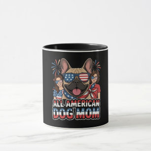Taza Mamá Perro Patriota Francesa Todo Americano.