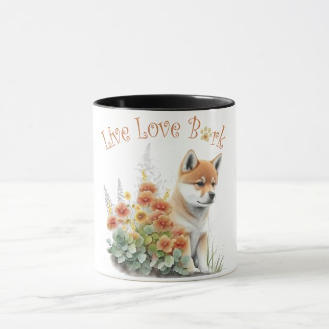 Taza Mamá Perro Shiba Inu Floral (Centro)
