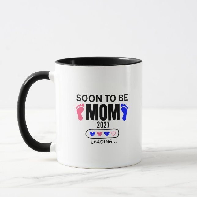Taza Mamá Pronto 2027 Cargando, fiesta de bebé (Izquierda)