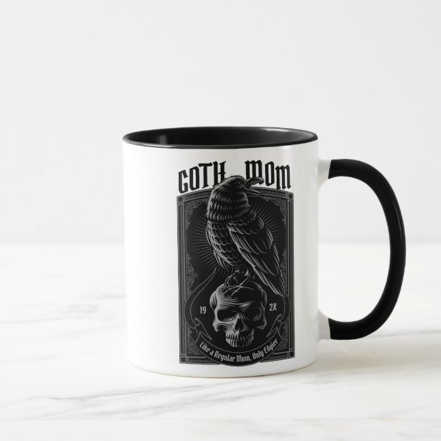 Taza Mamá, Raven y Skull Gótico personalizada (Derecha)