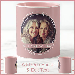Taza Mamá una foto y texto Rosa polvoriento Rosa C91 de