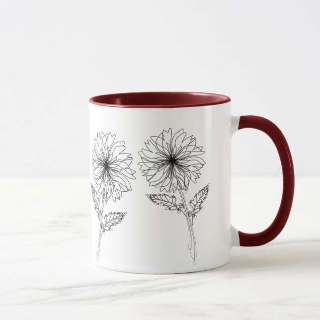 Taza Mamáes Flores de crisantemo Dibujando jardinera Mu (Derecha)