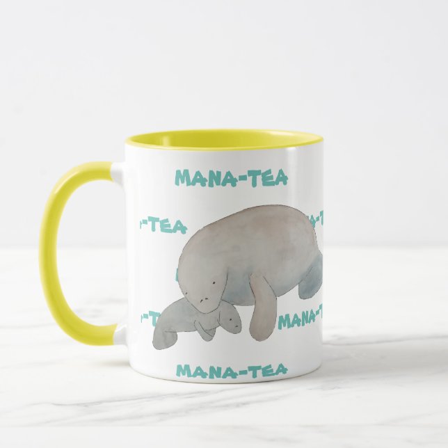 Taza Mana-tea Funny Pun Manatee (Izquierda)