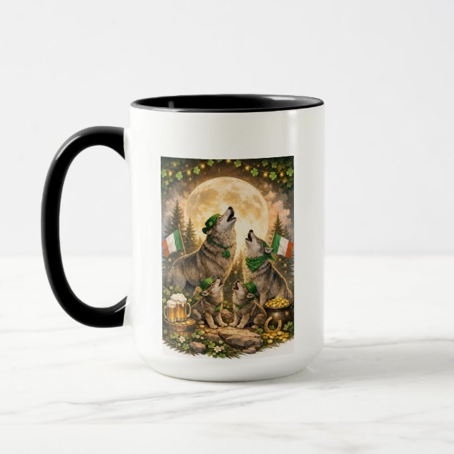 Taza Manada de Lobo Afortunado – Aullido Familiar del D (Izquierda)