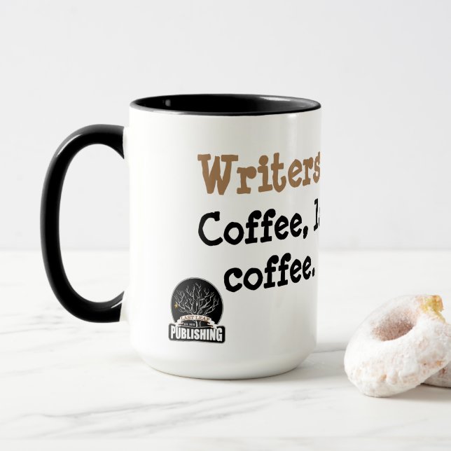 Taza - mañana de los escritores: Café, ordenador (Con donut)