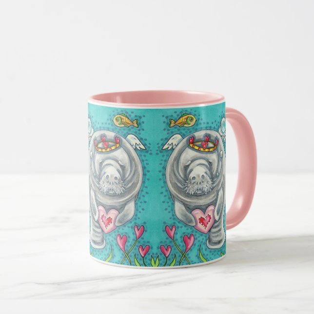 TAZA MANATEE CUPID, BURBUJAS Y CORAZONES DE VALENTINA C (Anverso derecho)