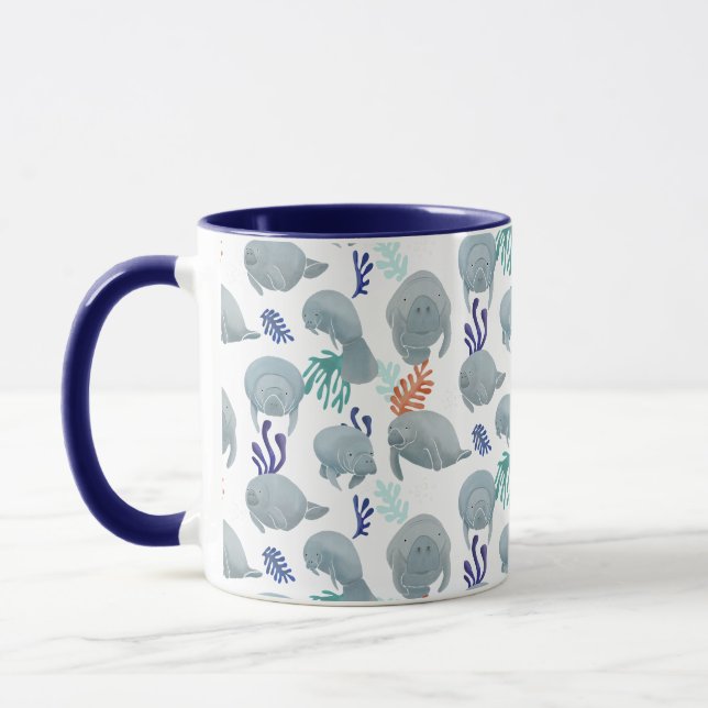 Taza Manatíes Cuidados Con Patrón De Burbujas (Izquierda)