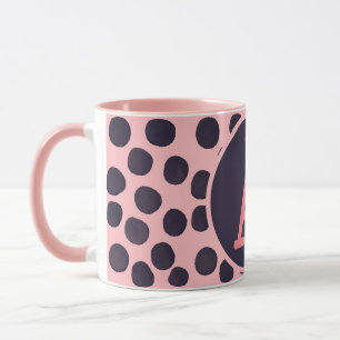 Taza Manchas de color de agua rosadas en rosa con monog